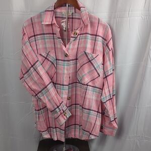Main Strip Pink Plaid Button Down Shirt